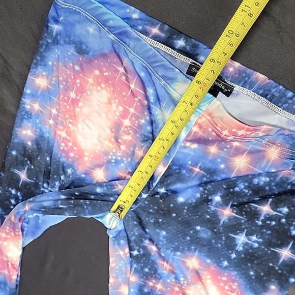 See You On Monday " Starry Night " Multicolored Full Length Tights Size Large - Picture 6 of 8